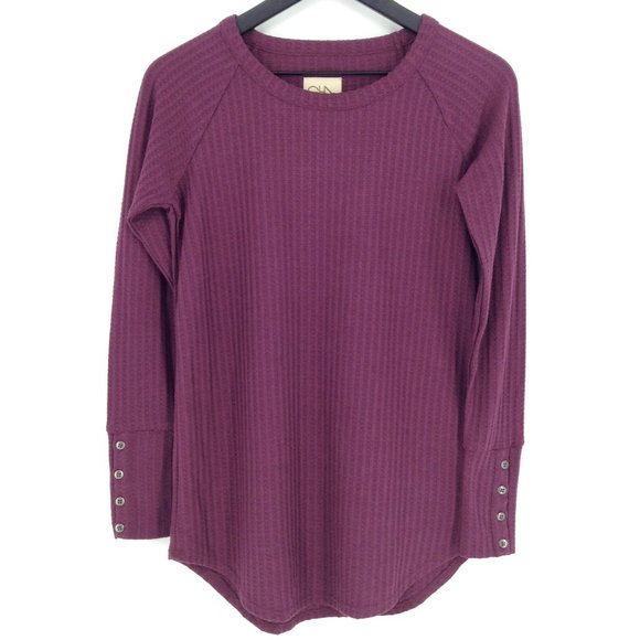 CHASER Waffle Knit & Button Cuff Shirttail Thermal - Picture 1 of 8